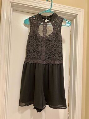 Women’s Charcoal Lace Top Romper